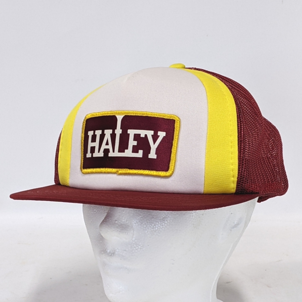 Vintage Haley Trucker Hat, Vintage Mesh Back Haley Patch Hat